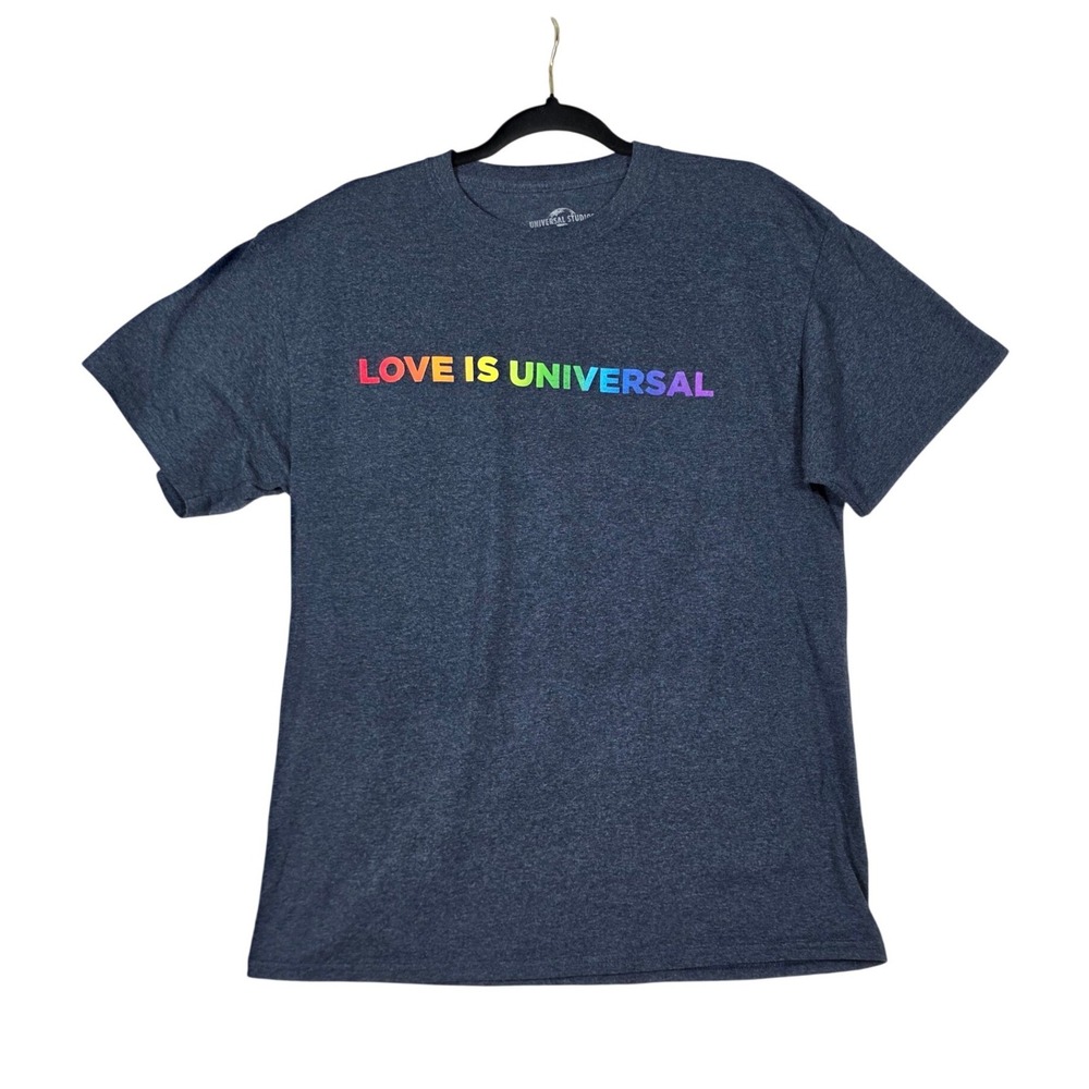 Universal Studios Tee Love Is Universal Rainbow Team Member Blue Large Pride Y2K